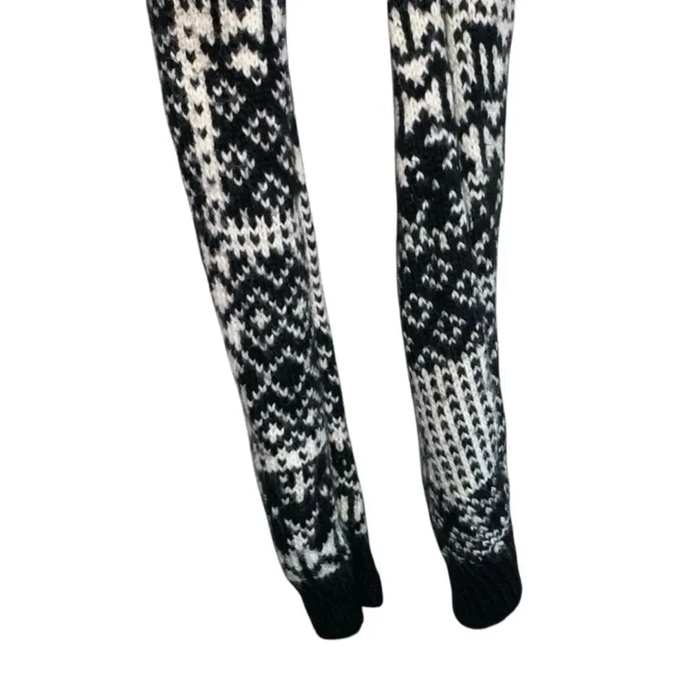 Abercrombie & Fitch Black & Cream Fair Isle Wool Blend Scarf